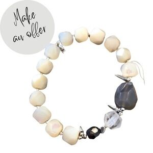 Kendra Scott Sadie Rhodium Stretch Bracelet Ivory